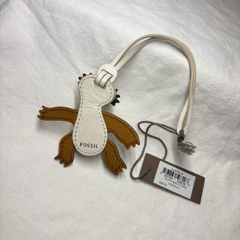 NWT Fossil Sloth Leather bag charm - Picture 2 of 3